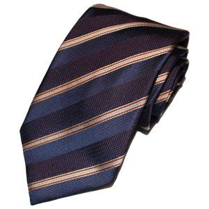 Canali Navy and Maroon Striped Tie 3.5" x 59"